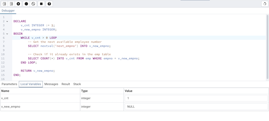 Debugger step-in demo